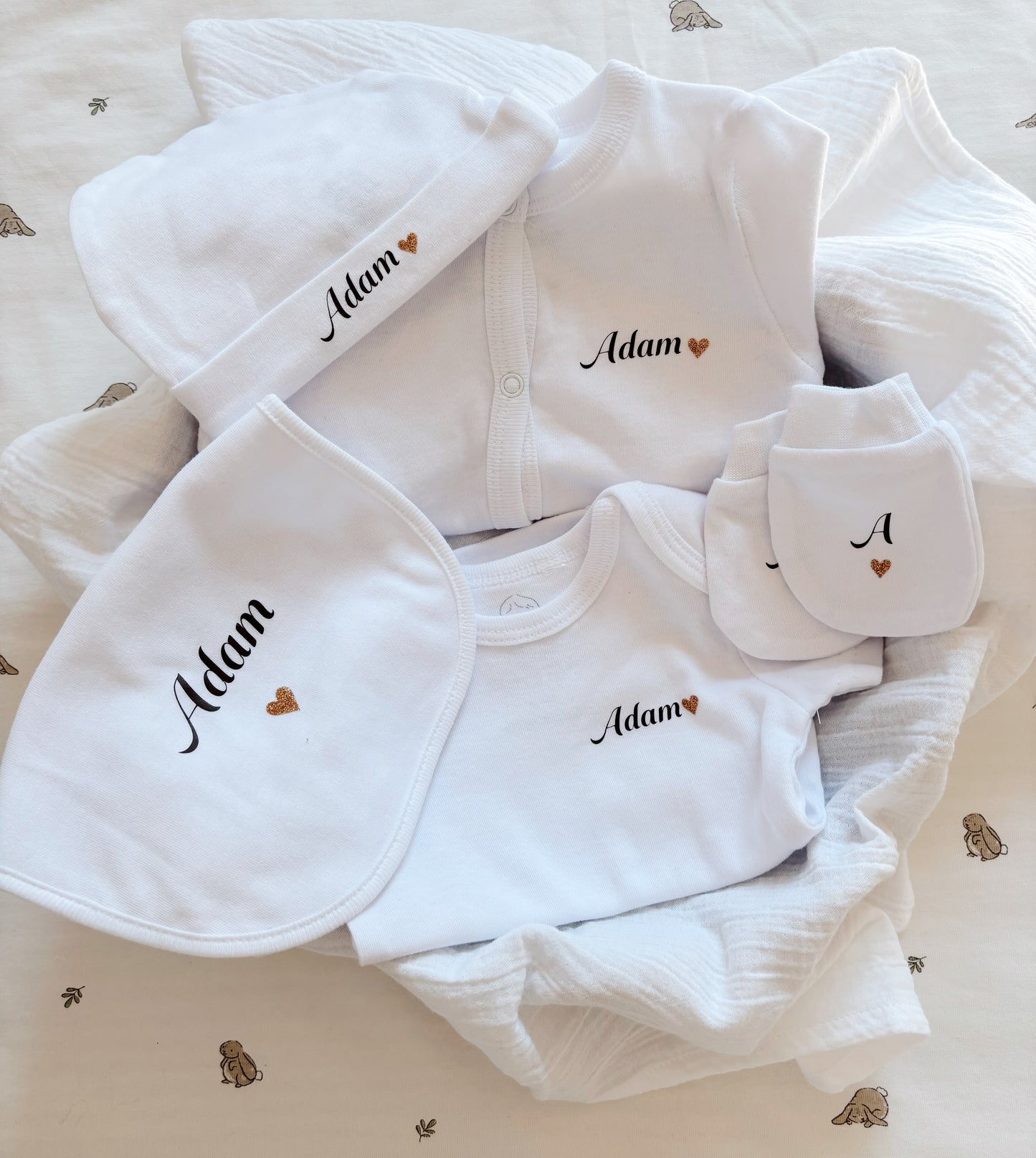 Tenue de naissance en coton personnalisée