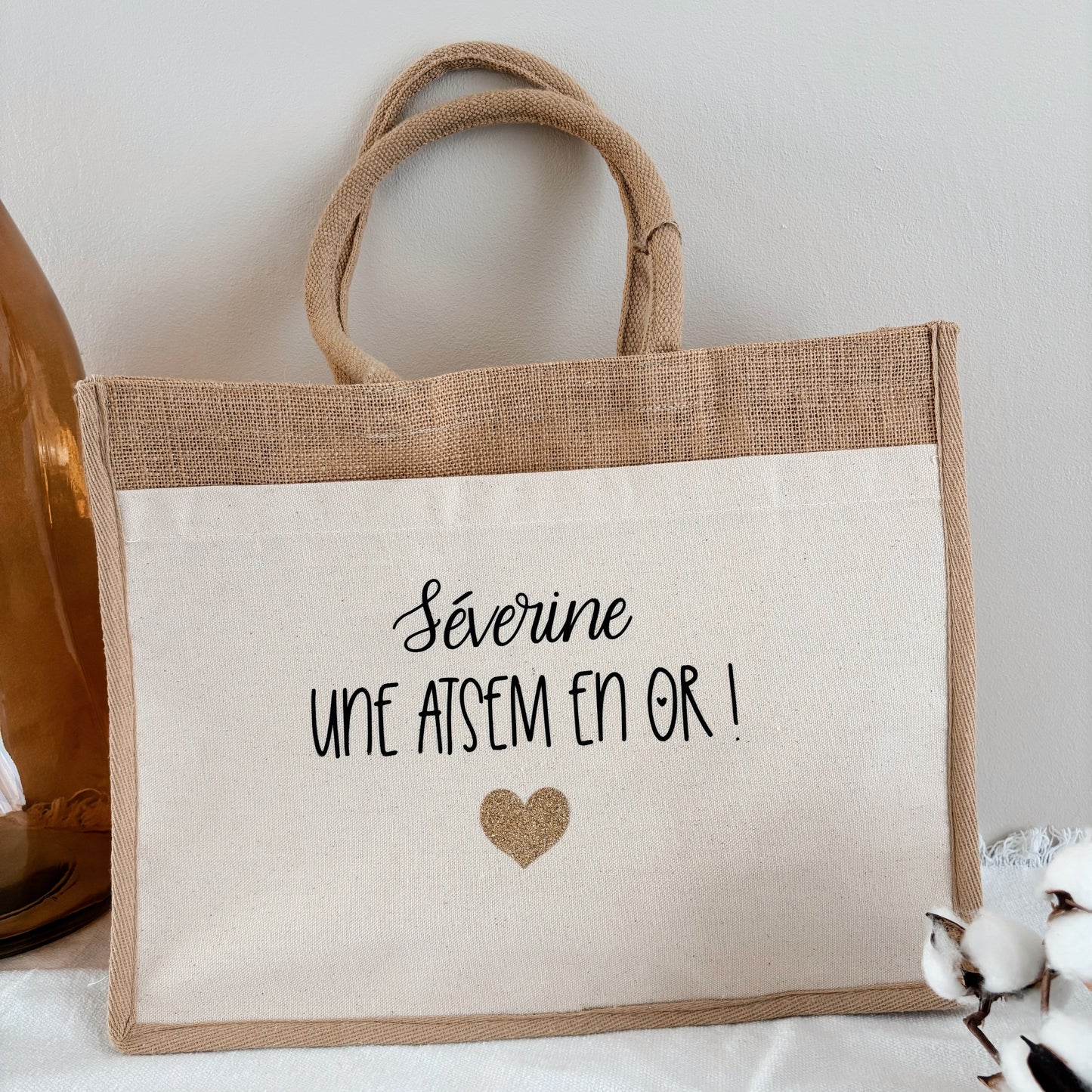 Sac en jute cadeau maîtresse / nounou