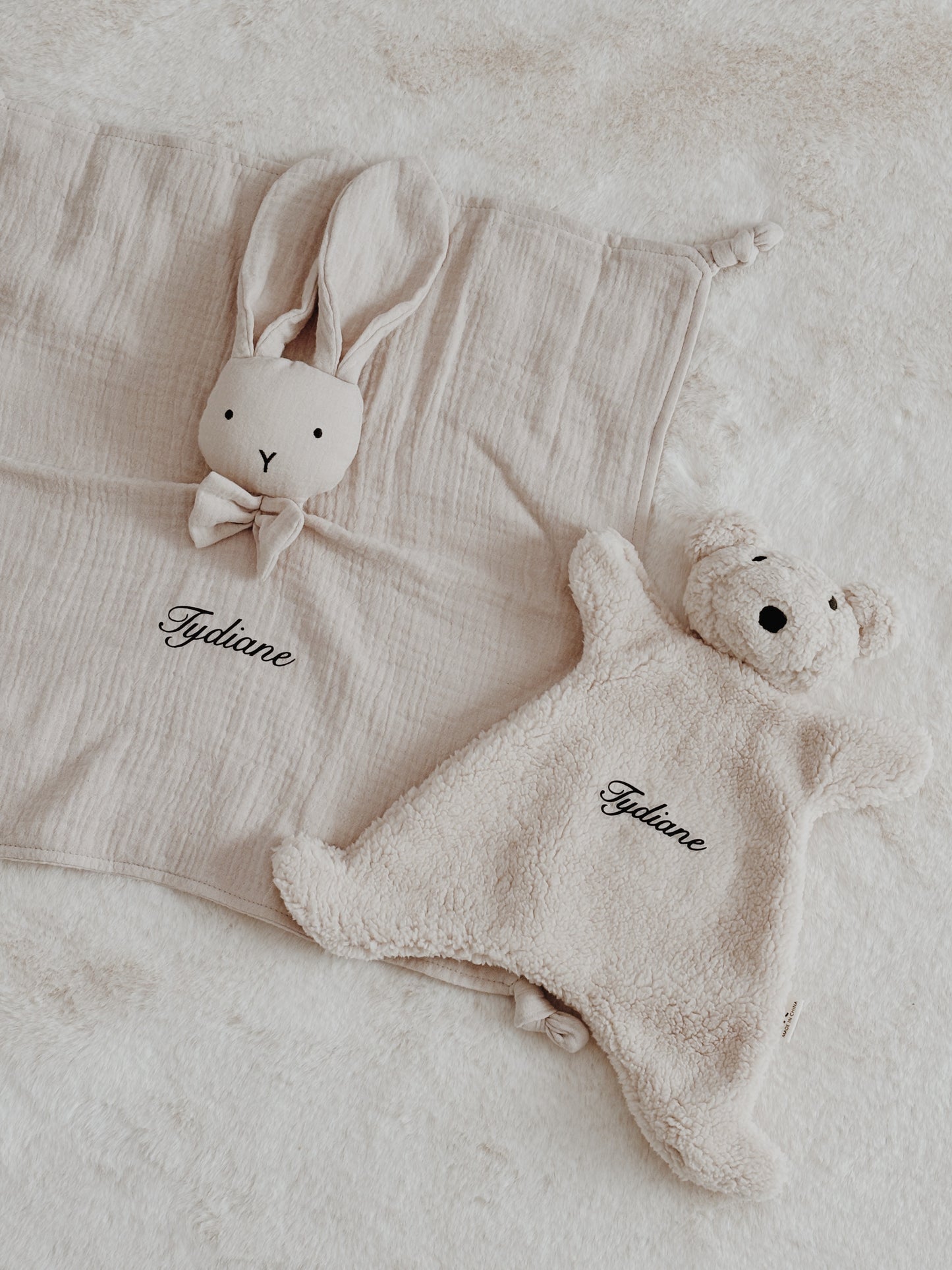 Doudou plat bébé en polaire – Tête d’ourson
