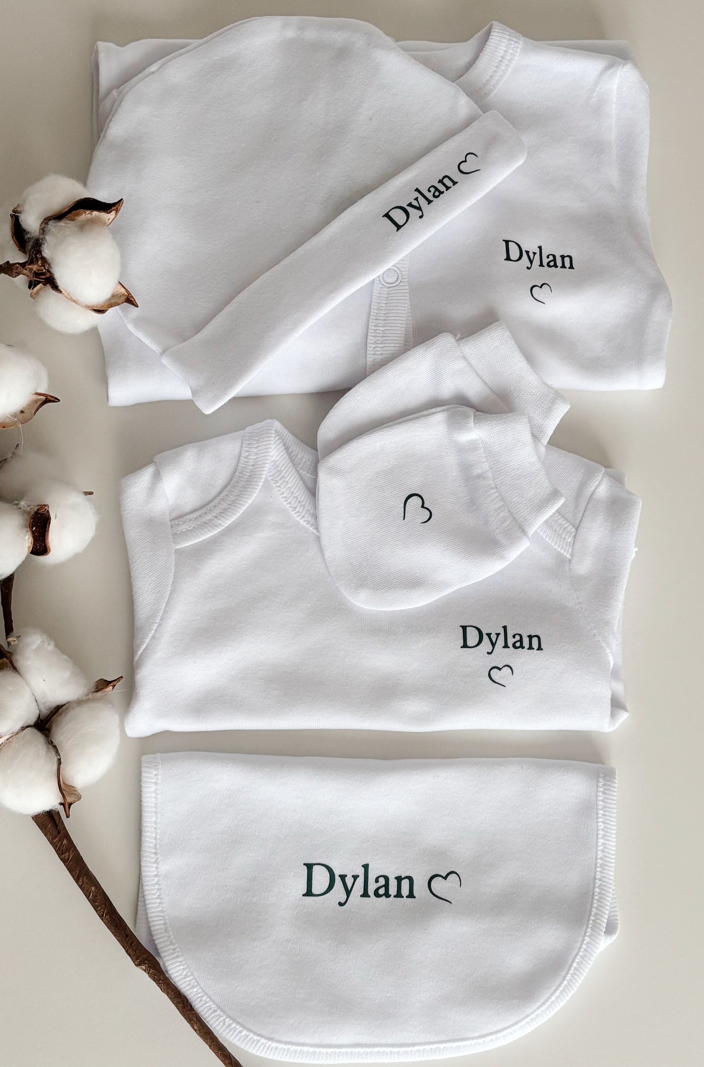 Tenue de naissance en coton personnalisée
