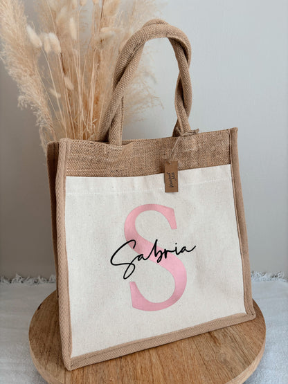 Sac en jute personnalisé avec initiale