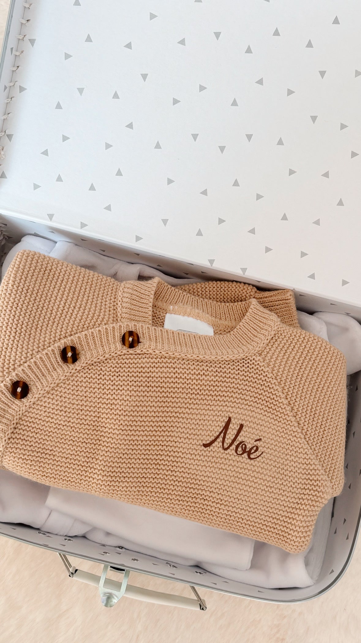 Ensemble bébé en maille caramel