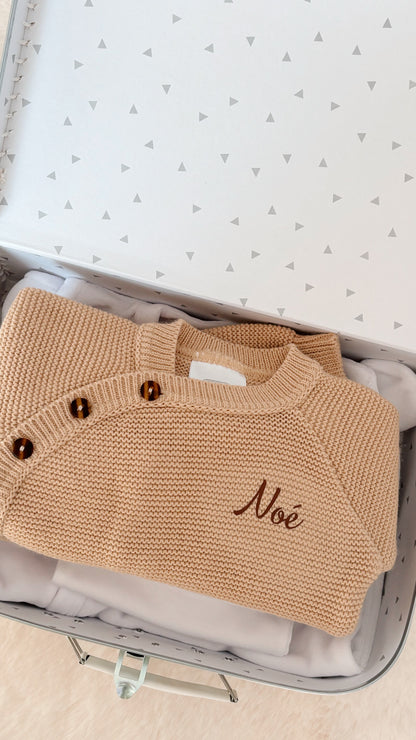 Ensemble bébé en maille caramel