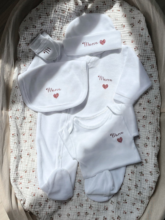 Tenue de naissance en velours personnalisée