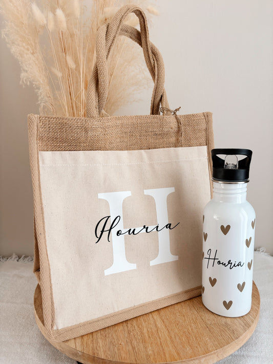 Sac en jute personnalisé avec initiale
