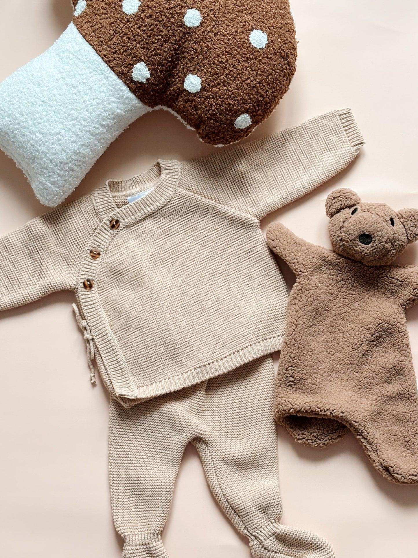 Ensemble bébé en maille caramel
