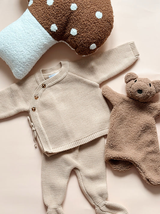 Ensemble bébé en maille caramel