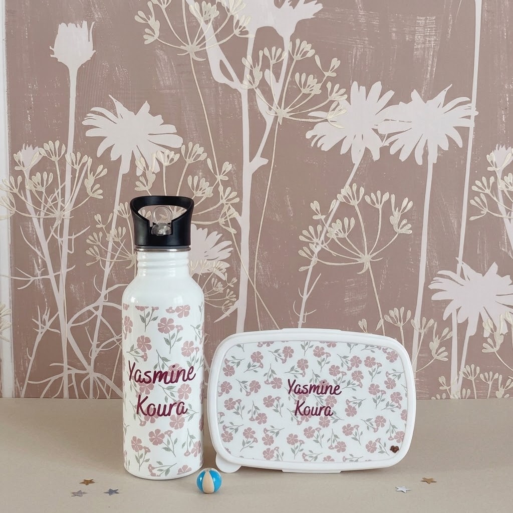 Kit Gourde inox 600 ml & Lunchbox  Enfant personnalisables