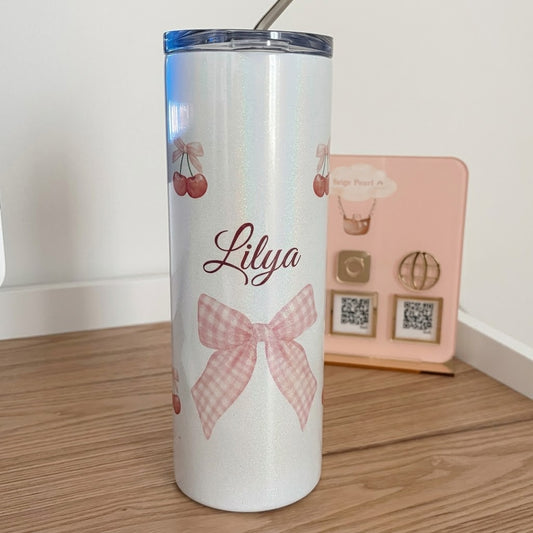 Tumbler Isotherme Pailleté 600 ml — Motif Cerise « Cherry »
